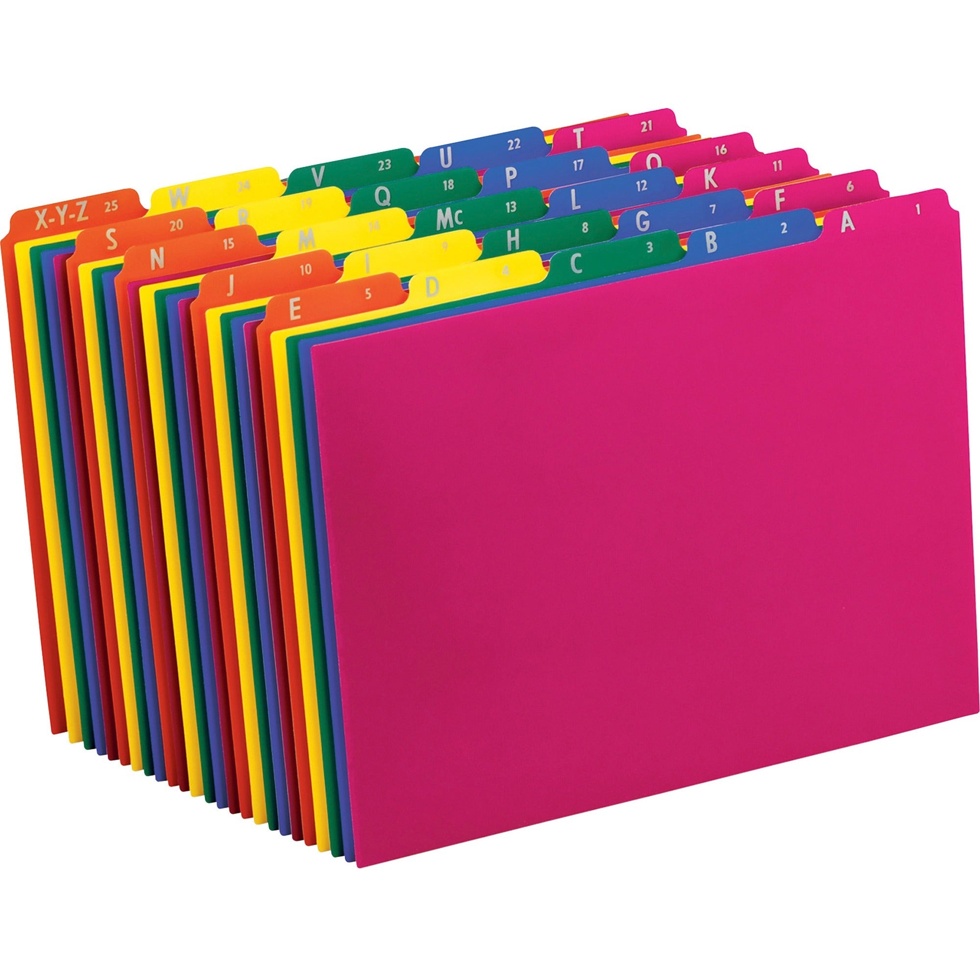 5 Printed Tab(s) - Character - A-Z - 8.5" Divider Width x 11" Divider Length - Letter - Blue Polypropylene, Green, Yellow, Magenta, Strawberry Tab(s) - Wear Resistant, Tear Resistant, Moisture Resistant - 1 Set