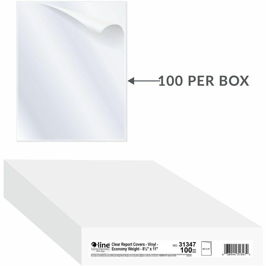 8 1/2" x 11" - 1 x Clamp Fastener(s) - 1/10" Fastener Capacity - Poly, Vinyl - Clear - 0% Recycled - 100 / Box