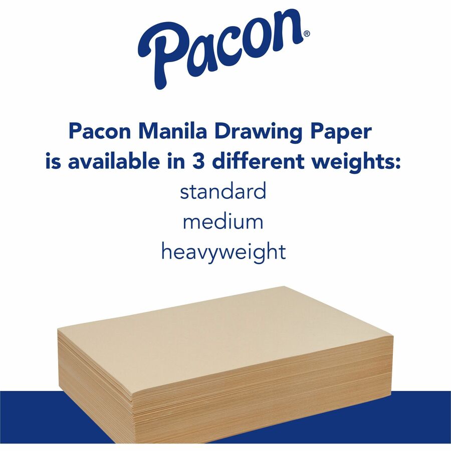 Pacon&reg; Heavyweight Drawing Paper - 500 Sheets - Plain - 9" x 12" Sheet Size - Manila Paper - 500 / Ream