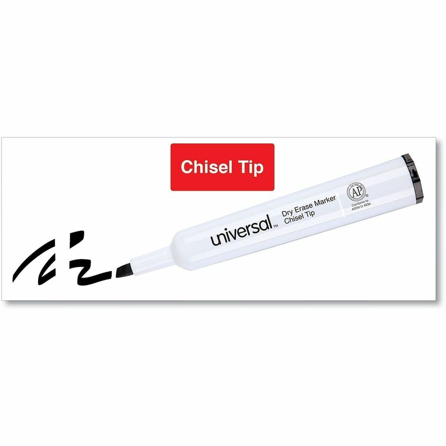 Broad Chisel Marker Point - Black Ink - Dry - General Purpose - 1 Dozen