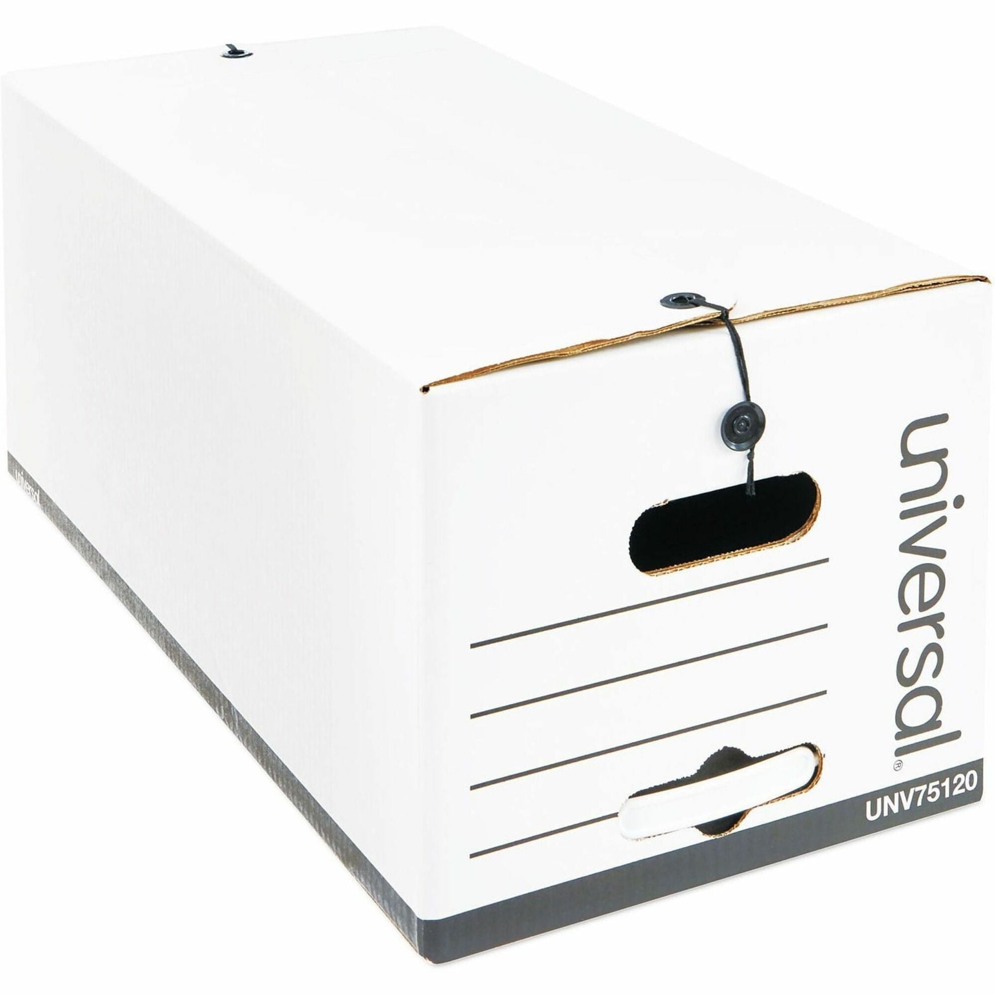 Internal Dimensions: 12" Width x 24" Depth x 10" Height - Media Size Supported: Letter - Flap, String/Button Closure - Medium Duty - Stackable - Corrugated Fiberboard - White - For Box File - 12 / Carton