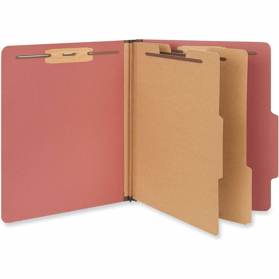 8 1/2" x 11" - 2" Expansion - 6 Fastener(s) - 2" for Folder - Top Tab Location - Right of Center Tab Position - 2 Divider(s) - Red - 10 Box