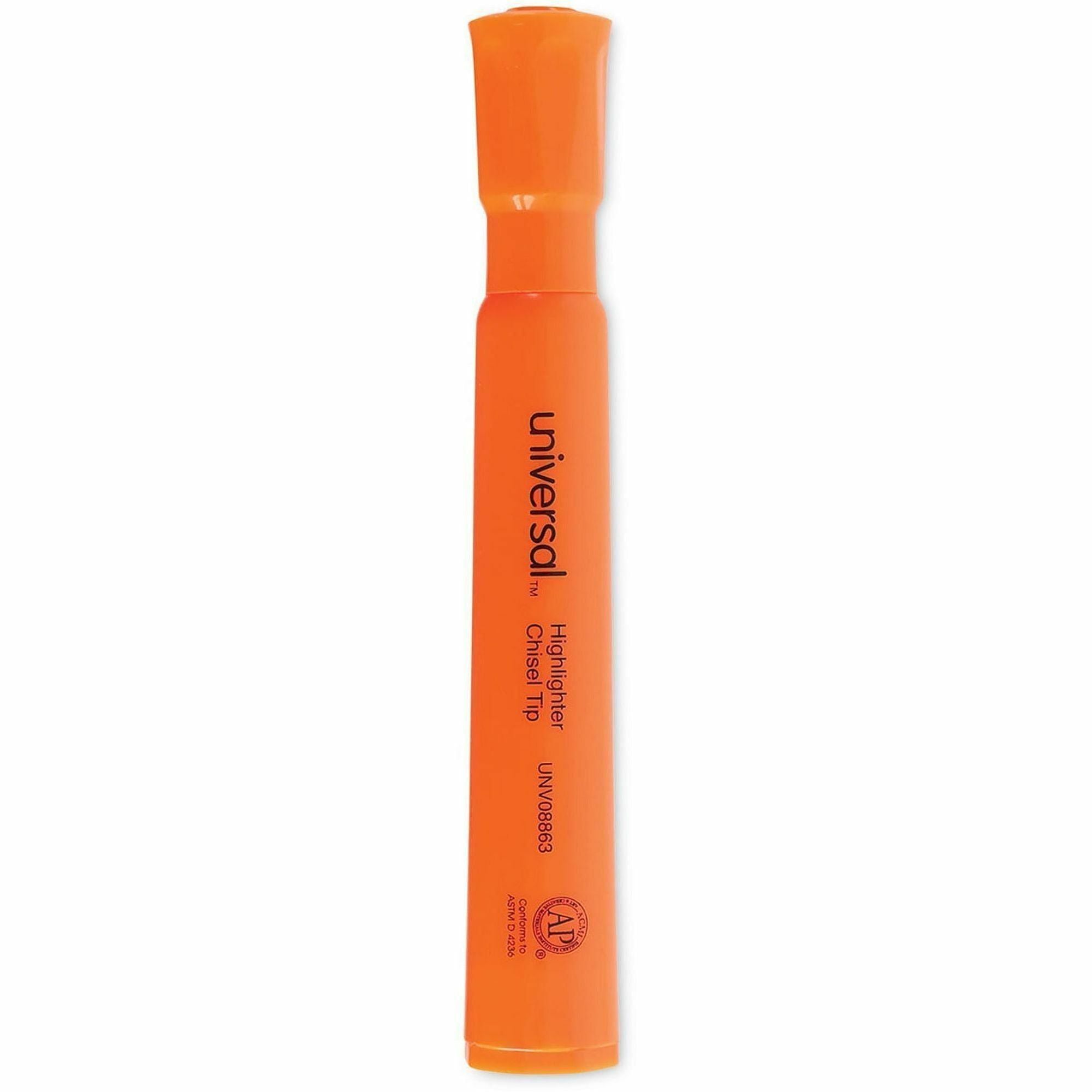 Chisel Marker Point - Fluorescent Orange Ink - Orange Round, Tank Barrel - 1 Dozen