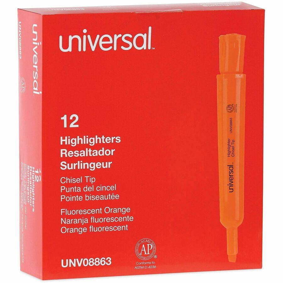 Chisel Marker Point - Fluorescent Orange Ink - Orange Round, Tank Barrel - 1 Dozen