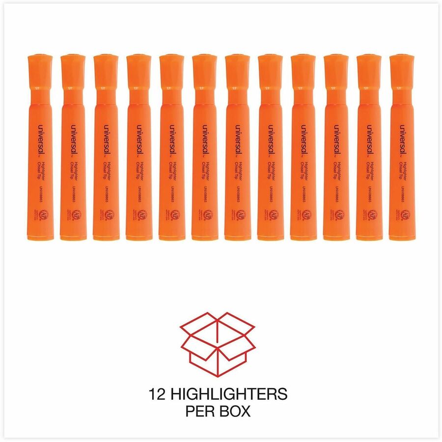 Chisel Marker Point - Fluorescent Orange Ink - Orange Round, Tank Barrel - 1 Dozen