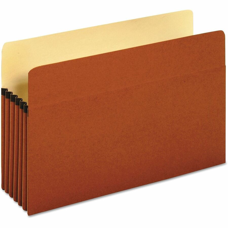 Universal Expansion File Pocket - Legal - 8.5" x 14" - Straight Tab Cut - 5" Expansion - 10 / Box - Manila, Red
