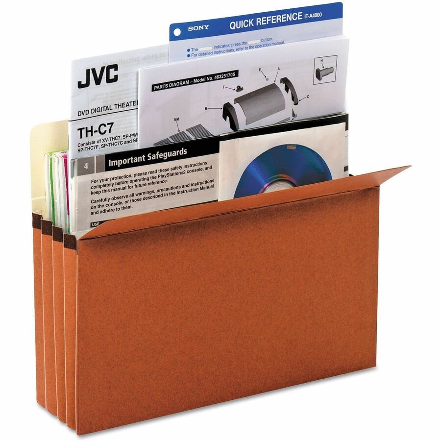 Universal Expansion File Pocket - Letter - 8.5" x 14" - Straight Tab Cut - 3" Expansion - 25 / Pack - 18pt., 23pt. - Manila, Red