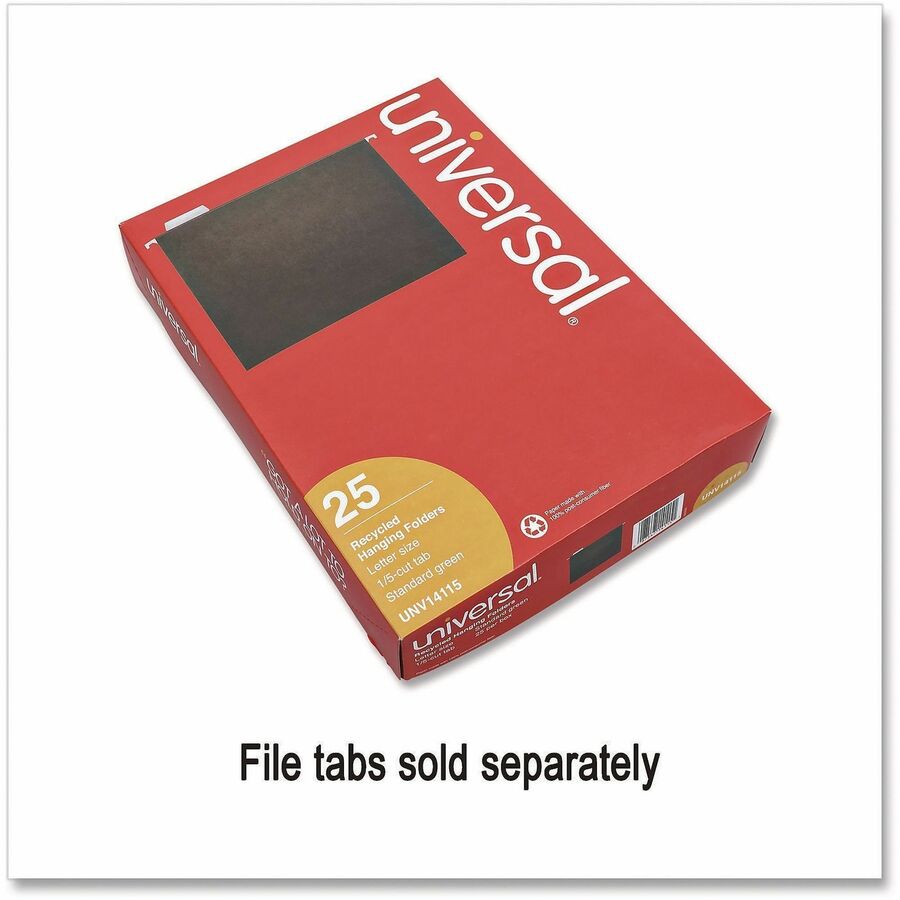 Universal Hanging File Folder - Letter - 8.5" x 11" - 1/5 Tab Cut - 25 / Box - 11pt. - Green