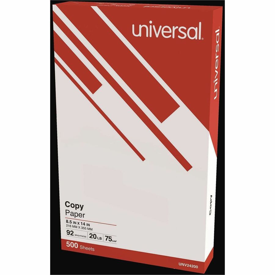 Universal Copy Paper - 92 Brightness - Legal - 8 1/2" x 14" - 20 lb Basis Weight - 75 g/m² Grammage - Smooth - White - 5000 Sheets - 500 Sheets per Ream - 10 Ream per Case