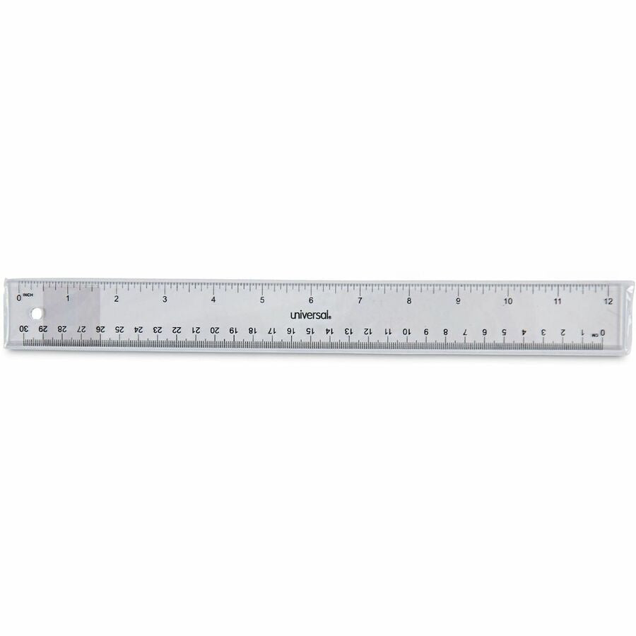 12" Length - 1/16 Graduations - Metric, Standard Measuring System - Plastic - Clear - 1 Each