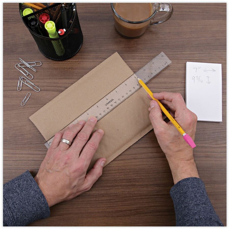 12" Length - 1/16 Graduations - Metric, Standard Measuring System - Plastic - Clear - 1 Each