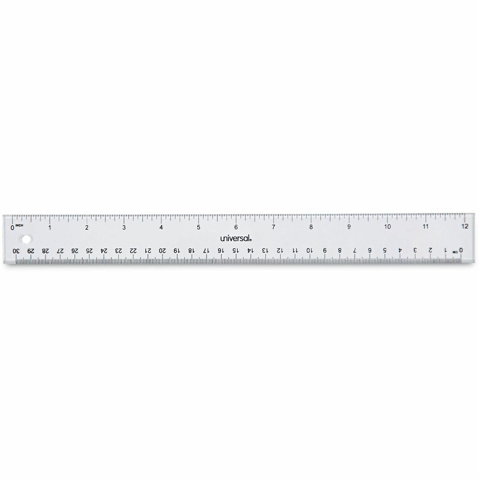 12" Length - 1/16 Graduations - Metric, Standard Measuring System - Plastic - Clear - 1 Each