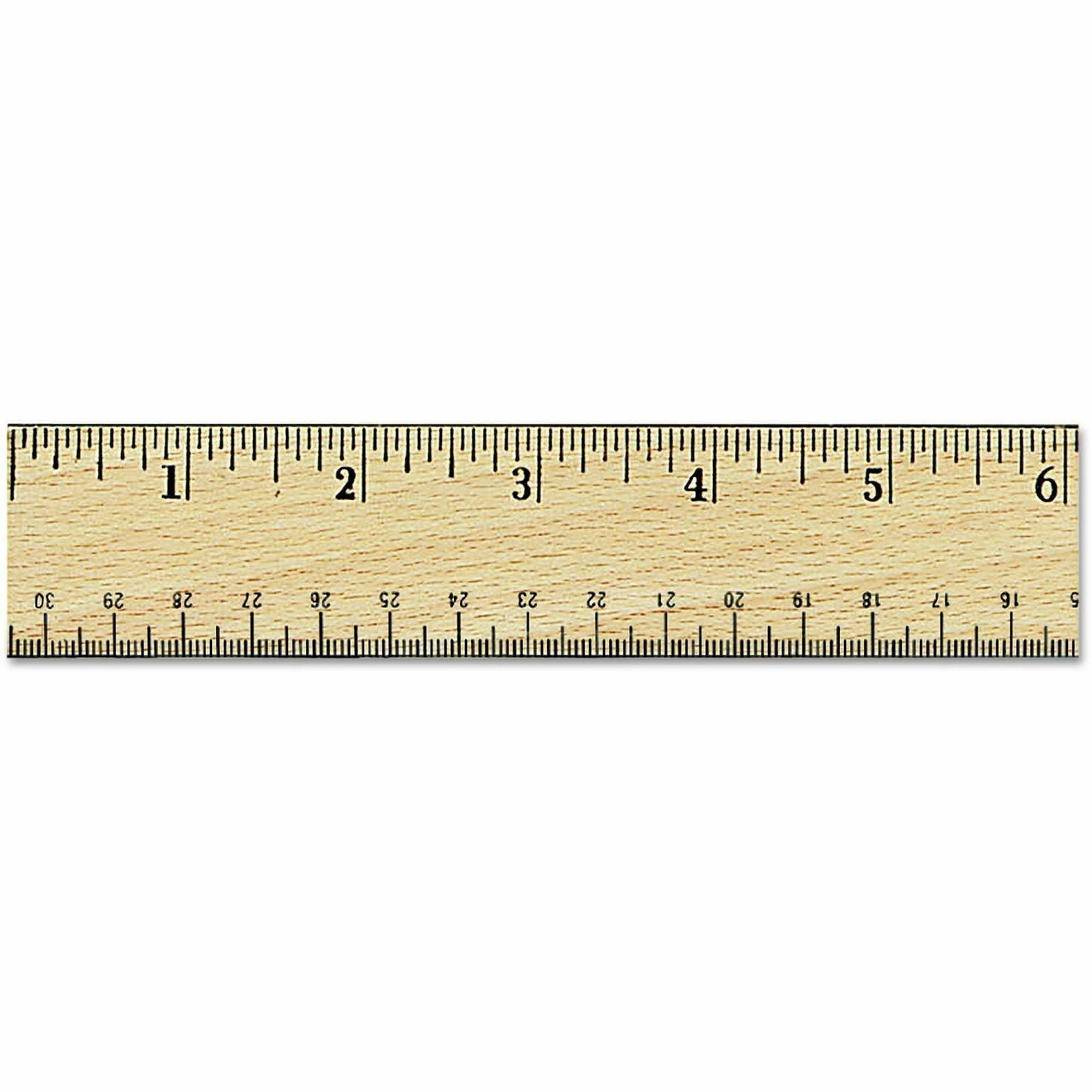 12" Length x 1.4" Width - 1/16, 1/32 Graduations - Metric, Standard Measuring System - Wood - Clear - 1 Each