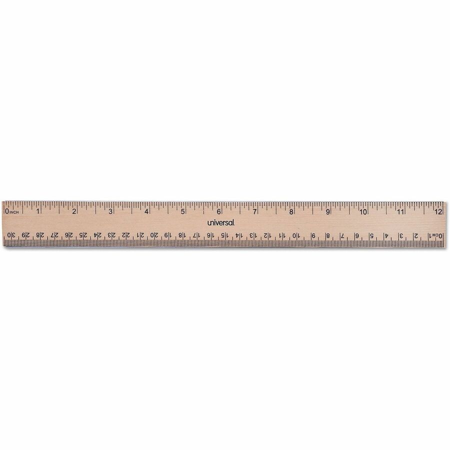 12" Length x 1.4" Width - 1/16, 1/32 Graduations - Metric, Standard Measuring System - Wood - Clear - 1 Each