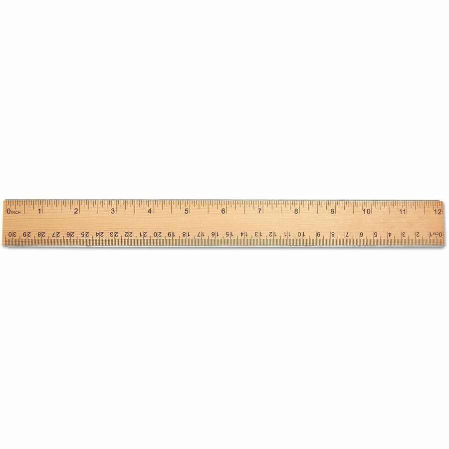 12" Length x 1.4" Width - 1/16, 1/32 Graduations - Metric, Standard Measuring System - Wood - Clear - 1 Each