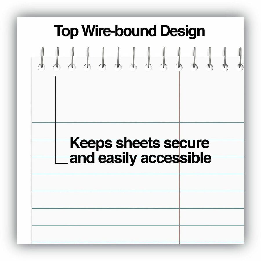1 Subject(s) - 80 Sheets - Spiral - Red Margin - 16 lb Basis Weight - 6" x 9" Sheet Size - 9" Height x 6" Width - White Paper