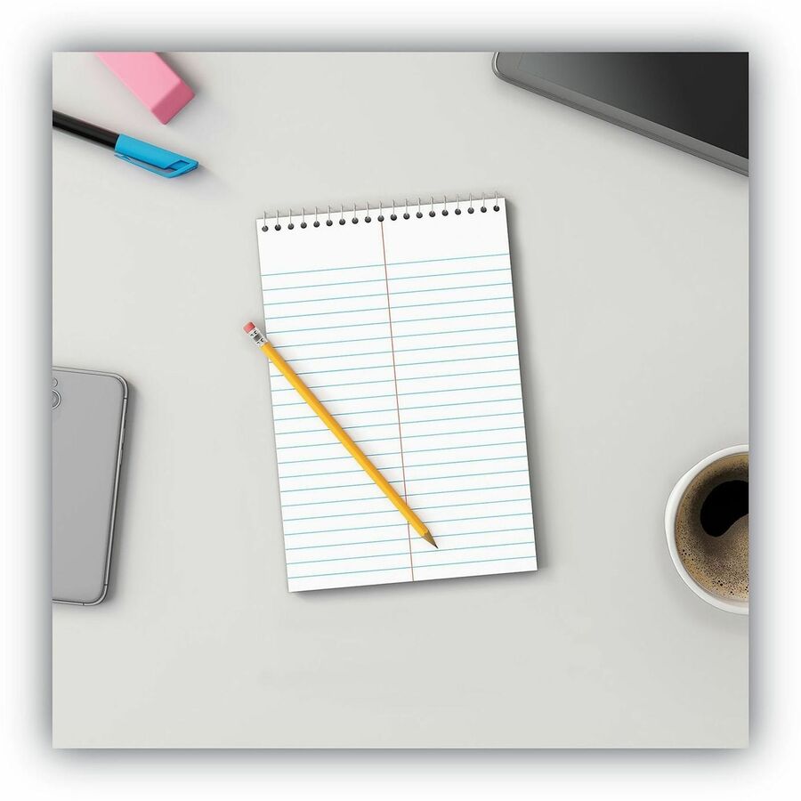 1 Subject(s) - 80 Sheets - Spiral - Red Margin - 16 lb Basis Weight - 6" x 9" Sheet Size - 9" Height x 6" Width - White Paper