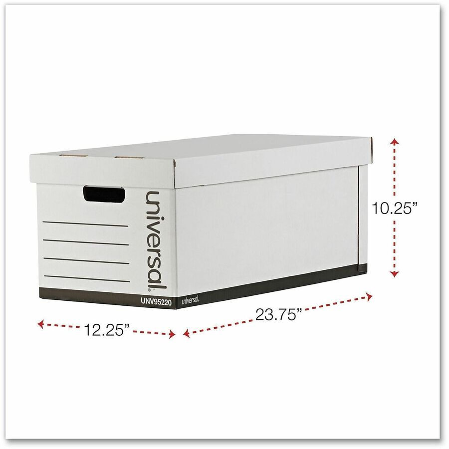 Internal Dimensions: 12.25" Width x 23.75" Depth x 10.25" Height - Media Size Supported: Letter - Lift-off Closure - Medium Duty - Stackable - Corrugated Fiberboard - White - For Box File - 12 / Carton