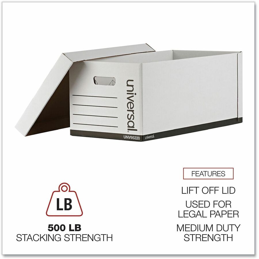 Internal Dimensions: 12.25" Width x 23.75" Depth x 10.25" Height - Media Size Supported: Letter - Lift-off Closure - Medium Duty - Stackable - Corrugated Fiberboard - White - For Box File - 12 / Carton