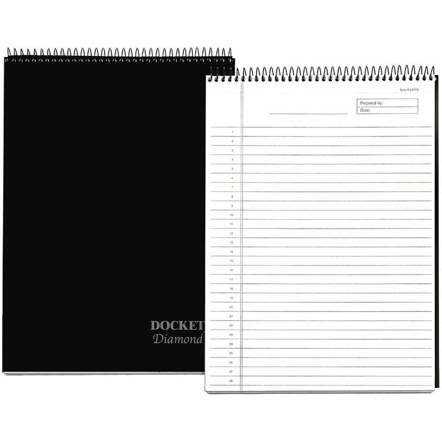 60 Sheets - Wire Bound - 24 lb Basis Weight - 8 1/2" x 11 3/4" Sheet Size - 11.75" Height x 8.5" Width - Natural White Paper - Black Cover - Rigid, Perforated, Smooth Edge, Acid-free, Numbered, Easy Tear - 1 / Each
