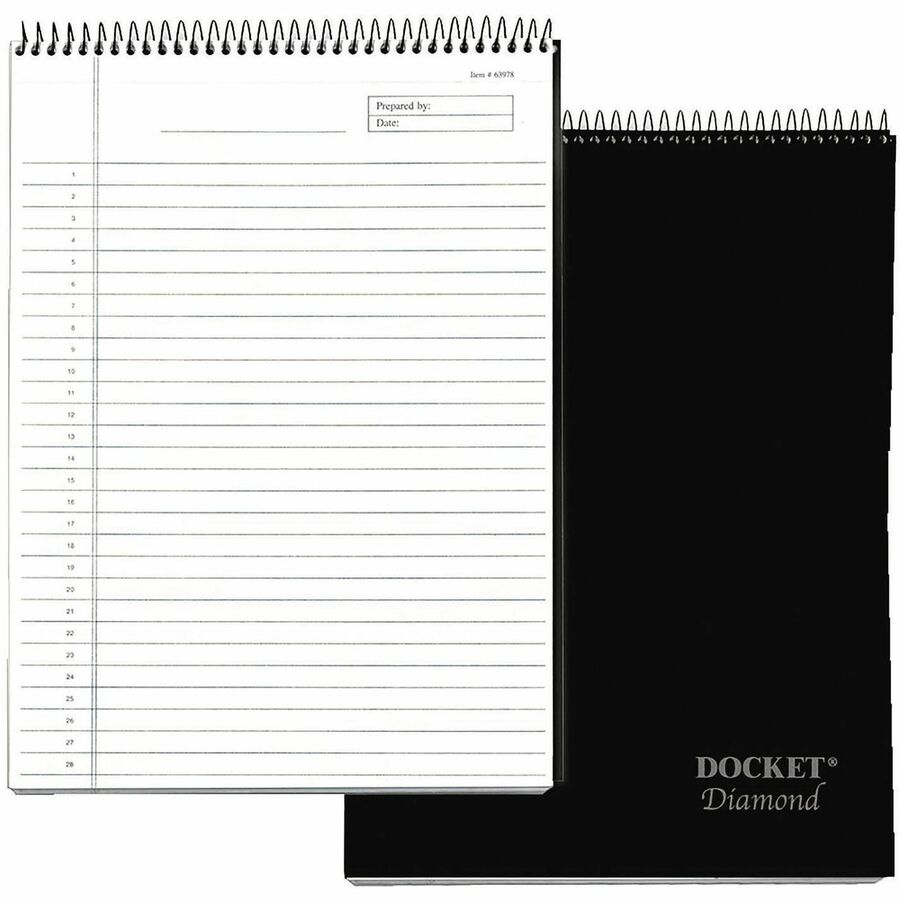 60 Sheets - Wire Bound - 24 lb Basis Weight - 8 1/2" x 11 3/4" Sheet Size - 11.75" Height x 8.5" Width - Natural White Paper - Black Cover - Rigid, Perforated, Smooth Edge, Acid-free, Numbered, Easy Tear - 1 / Each
