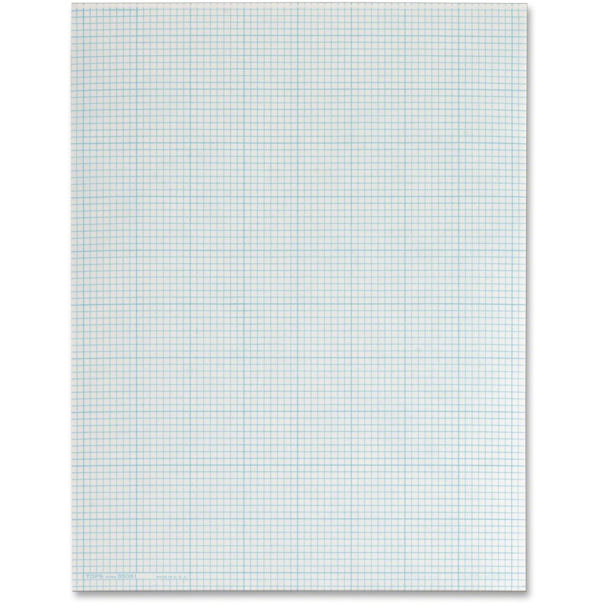 TOPS Quad Ruling Cross Section Pad, Letter Size, 8.5" x 11", 50 Sheets, Glue Top, Both Sides Quad Ruled, White, 1 Pad