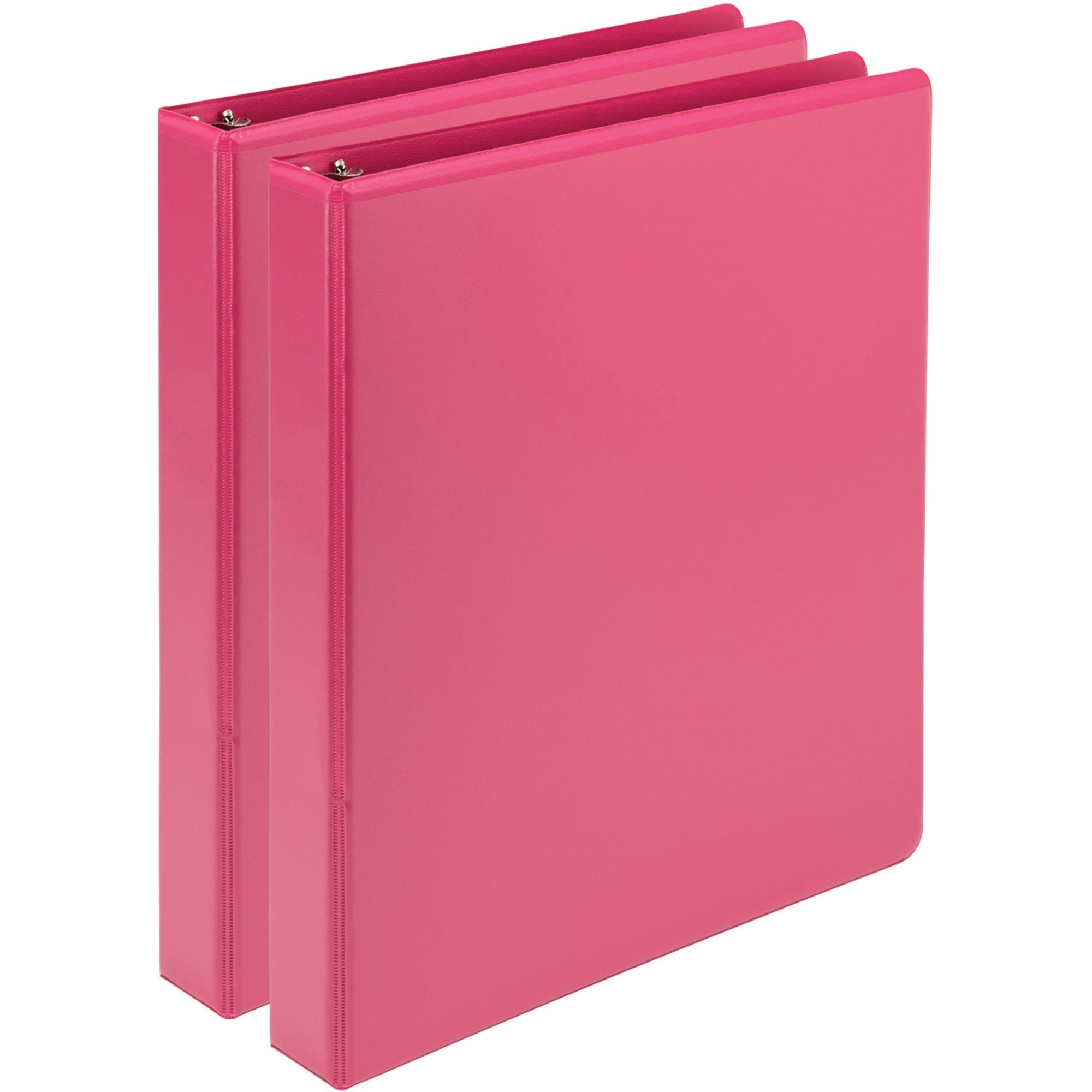 Samsill Earth's Choice Plant-based View Binders, 1" Capacity, Letter Size, 3 Round Rings, 2 Internal Pockets, Berry Pink, Durable, Clear Overlay, Recycled, 2 Pack