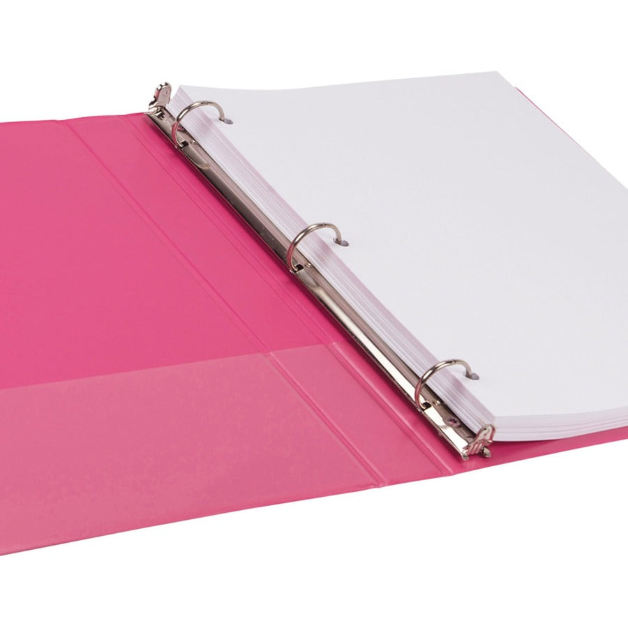 Samsill Earth's Choice Plant-based View Binders, 1" Capacity, Letter Size, 3 Round Rings, 2 Internal Pockets, Berry Pink, Durable, Clear Overlay, Recycled, 2 Pack