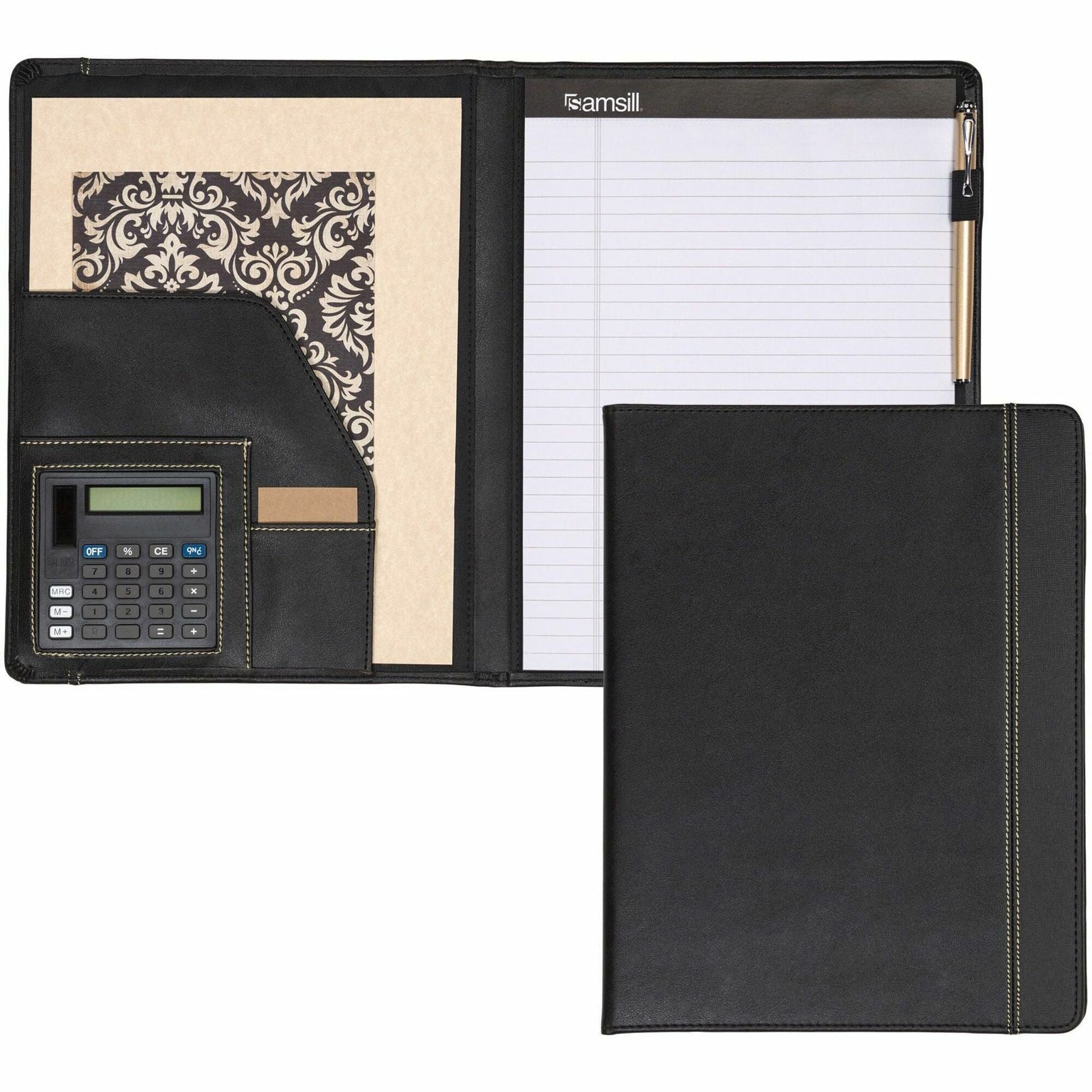 8 1/2" x 11" - 2 Internal Pocket(s) - Vinyl, Polyvinyl Chloride (PVC) - Black - Pen Loop - 1 Each