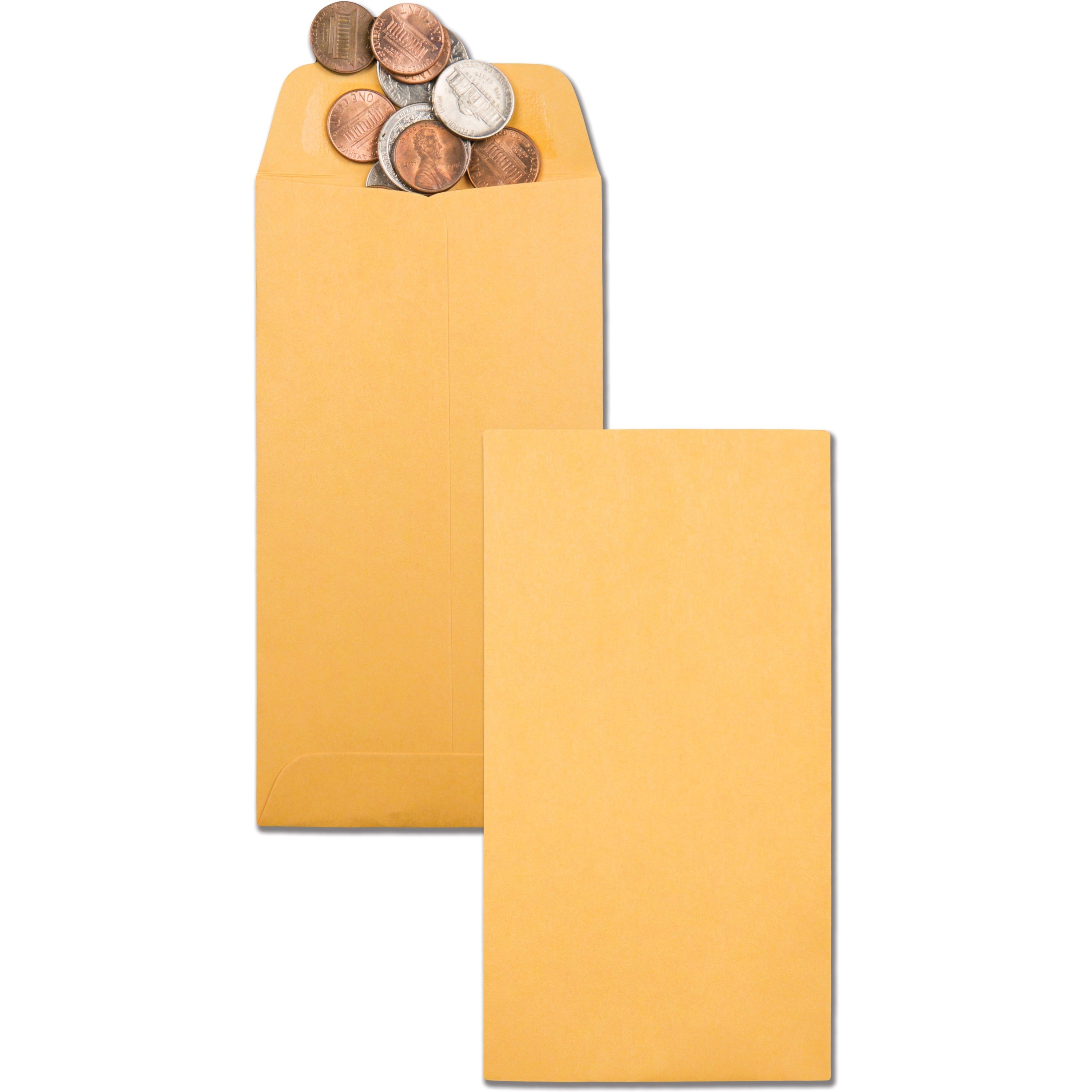 Coin - #7 - 3 1/2" Width x 6 1/2" Length - 28 lb - Gummed - Brown Kraft - Kraft - 500 / Box