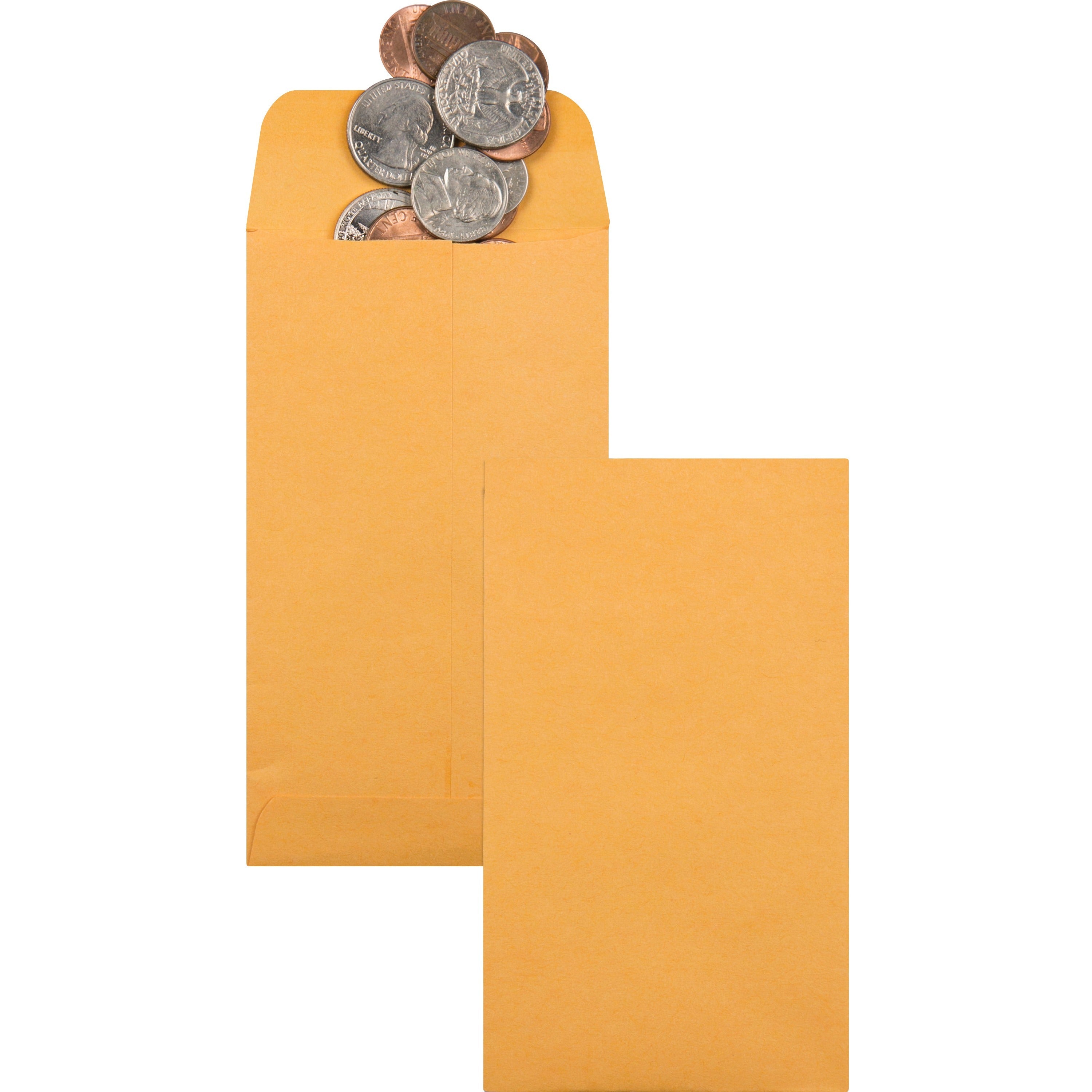 Coin - #5-1/2 - 3 1/8" Width x 5 1/2" Length - 28 lb - Gummed - Brown Kraft - Kraft - 500 / Box
