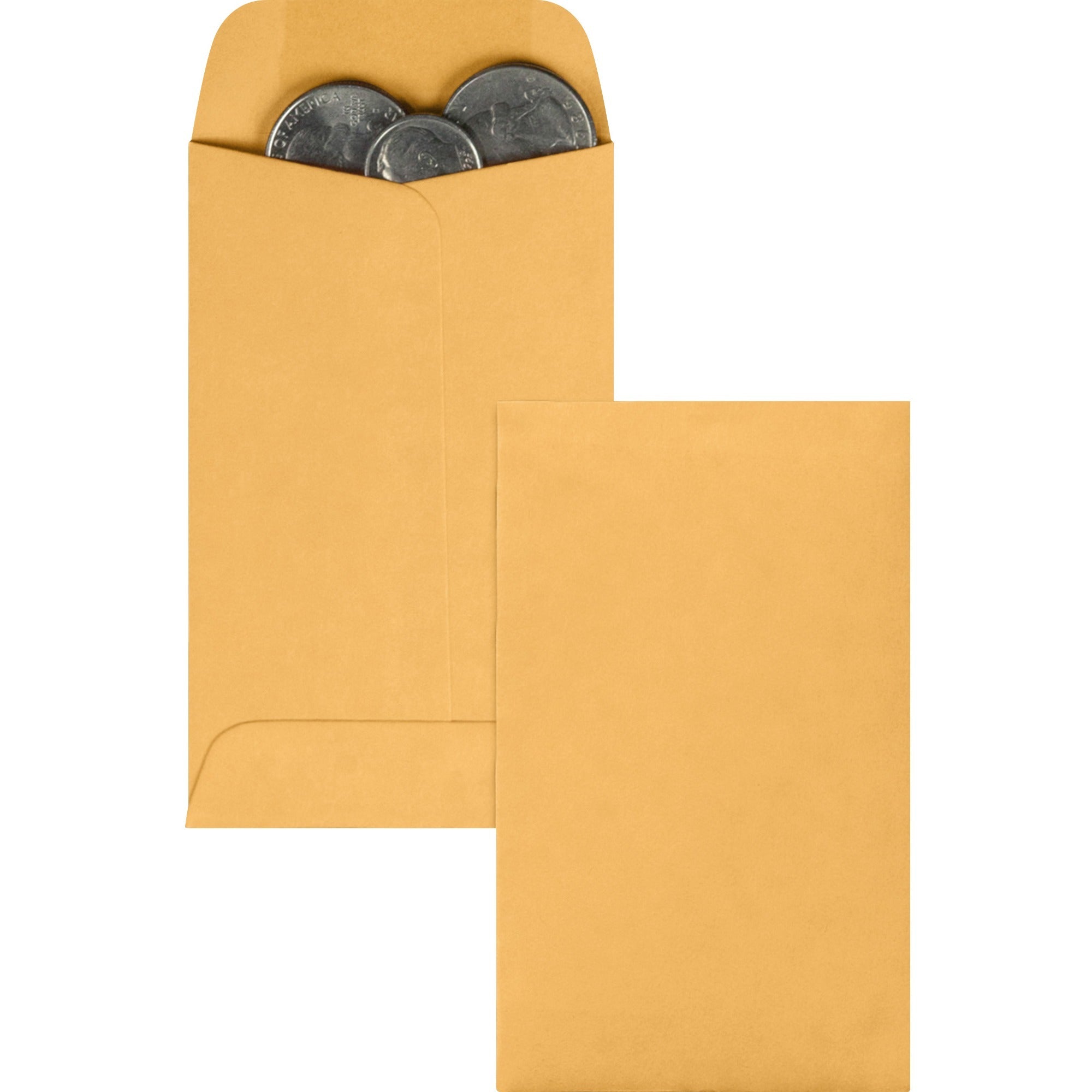 Coin - #3 - 2 1/2" Width x 4 1/4" Length - 28 lb - Gummed - Kraft - Kraft - 500 / Box