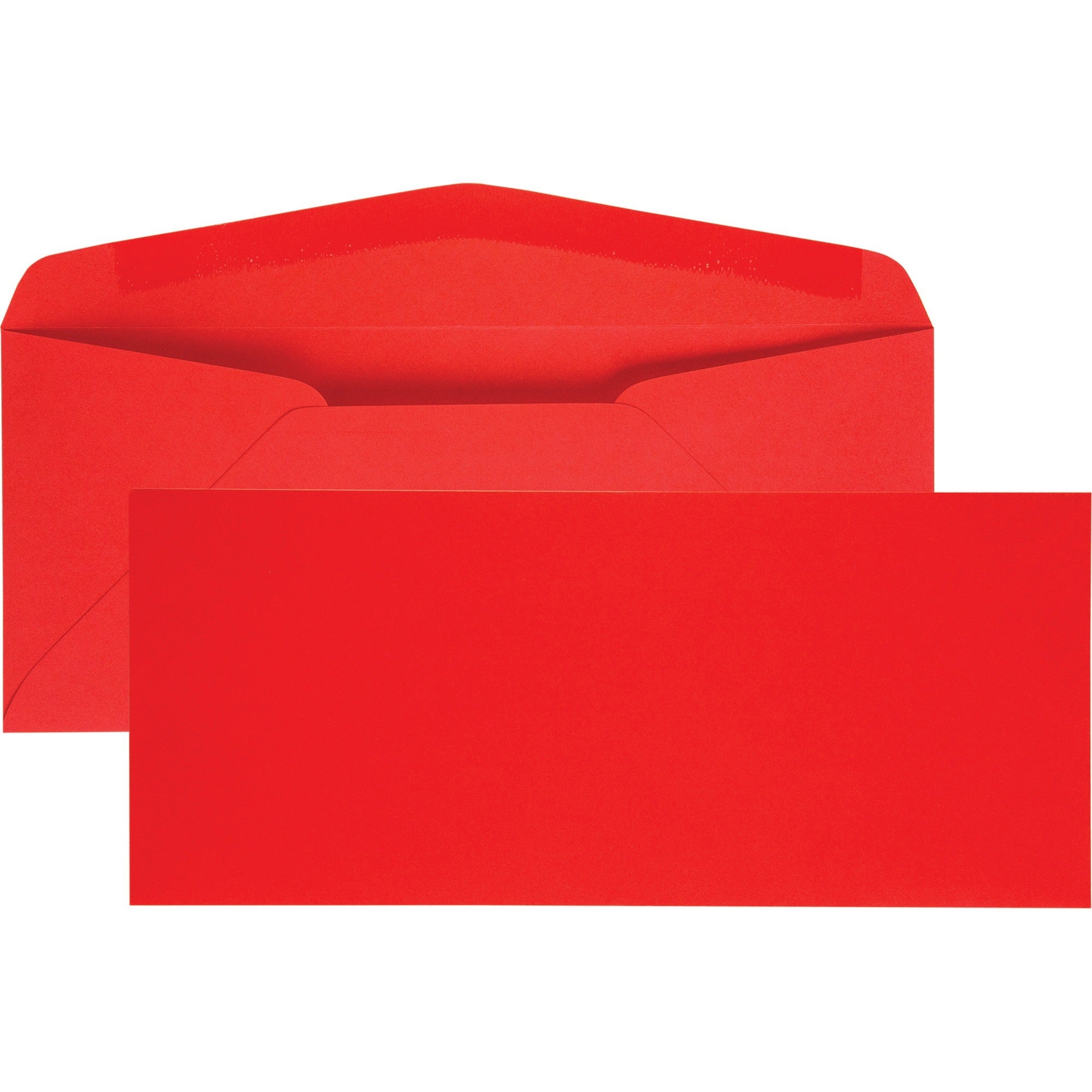 Business - #10 - 4 1/8" Width x 9 1/2" Length - 60 lb - Adhesive - Red - 25 / Pack