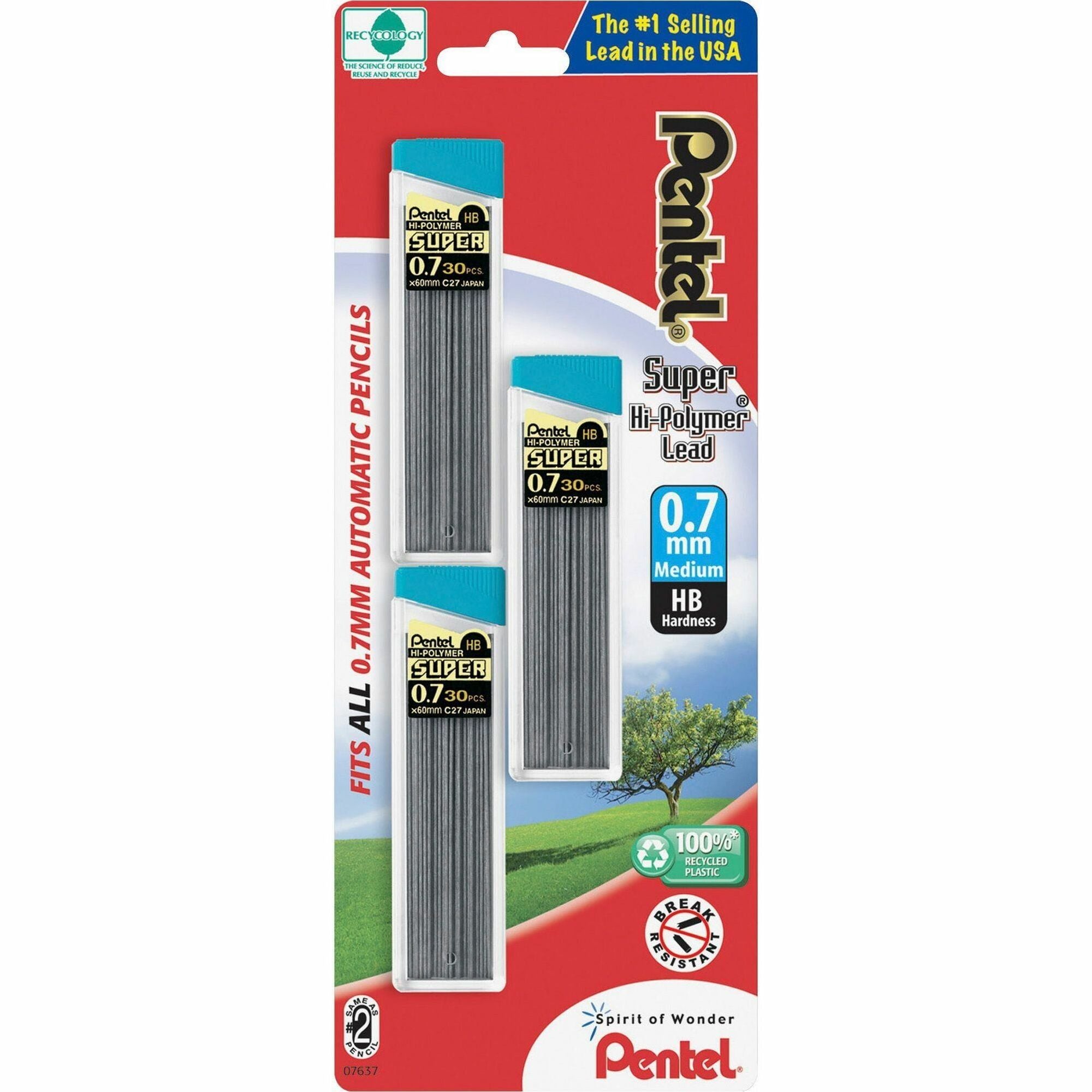 0.7 mm , Medium Point - HB - Black Hard Lead - 30/Tube - 1 Pack
