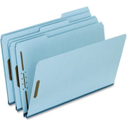 Pendaflex Fastener Folder - 8 1/2" x 14" - 2 Fastener(s) - Top Tab Location - Assorted Tab Position - 25 pt. - Pressboard - Blue - 60% Recycled - 25 / Box