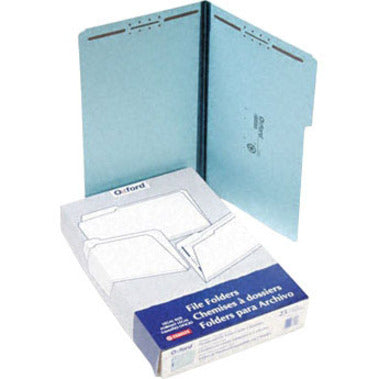 Pendaflex Fastener Folder - 8 1/2" x 11" - 2 Fastener(s) - Top Tab Location - Assorted Tab Position - 25 pt. - Pressboard - Blue - 60% Recycled - 25 / Box