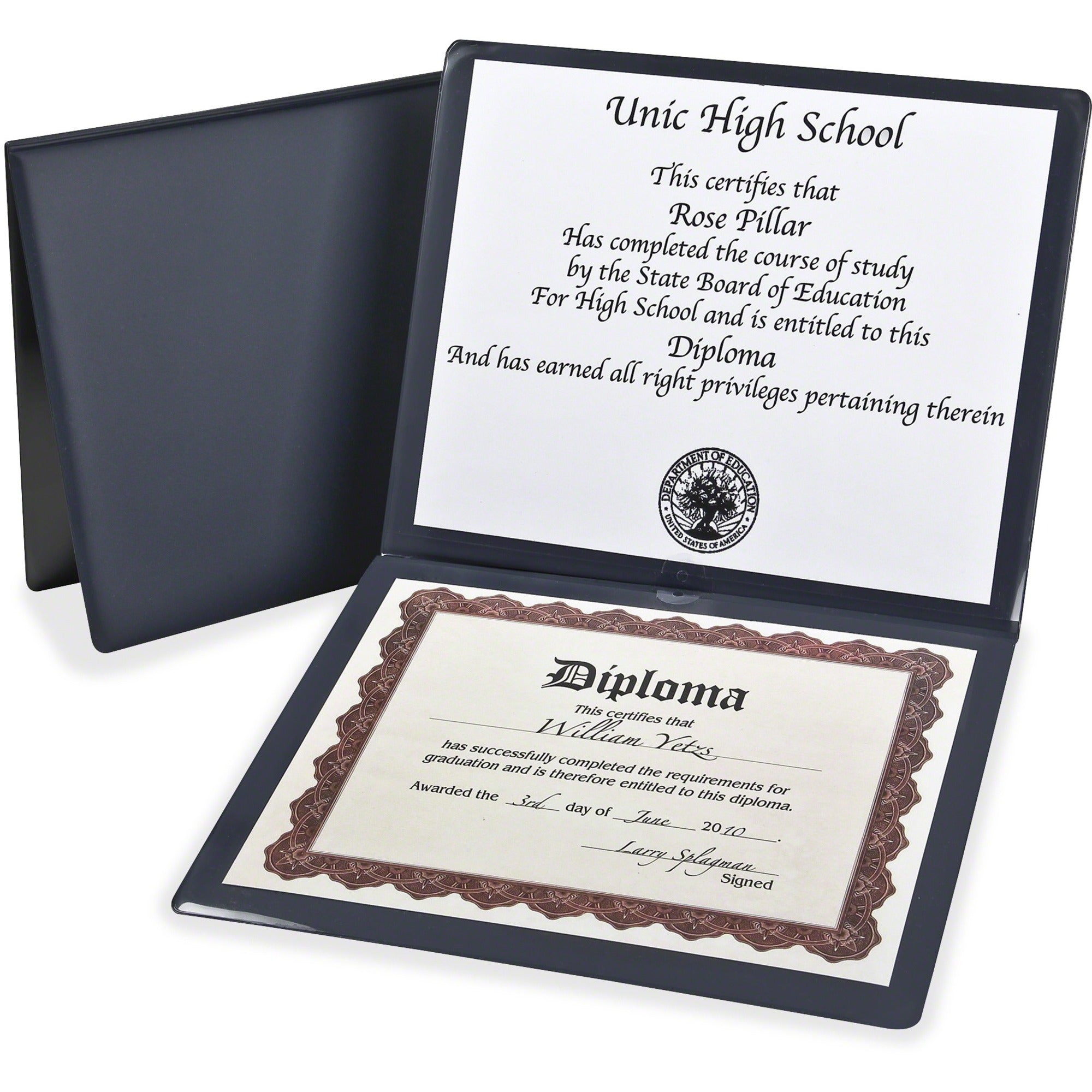 12" x 10" - 2 Pocket(s) - Navy - Tab, Padded, Moisture Resistant, Wall Mountable, Window, Durable - 1 Each