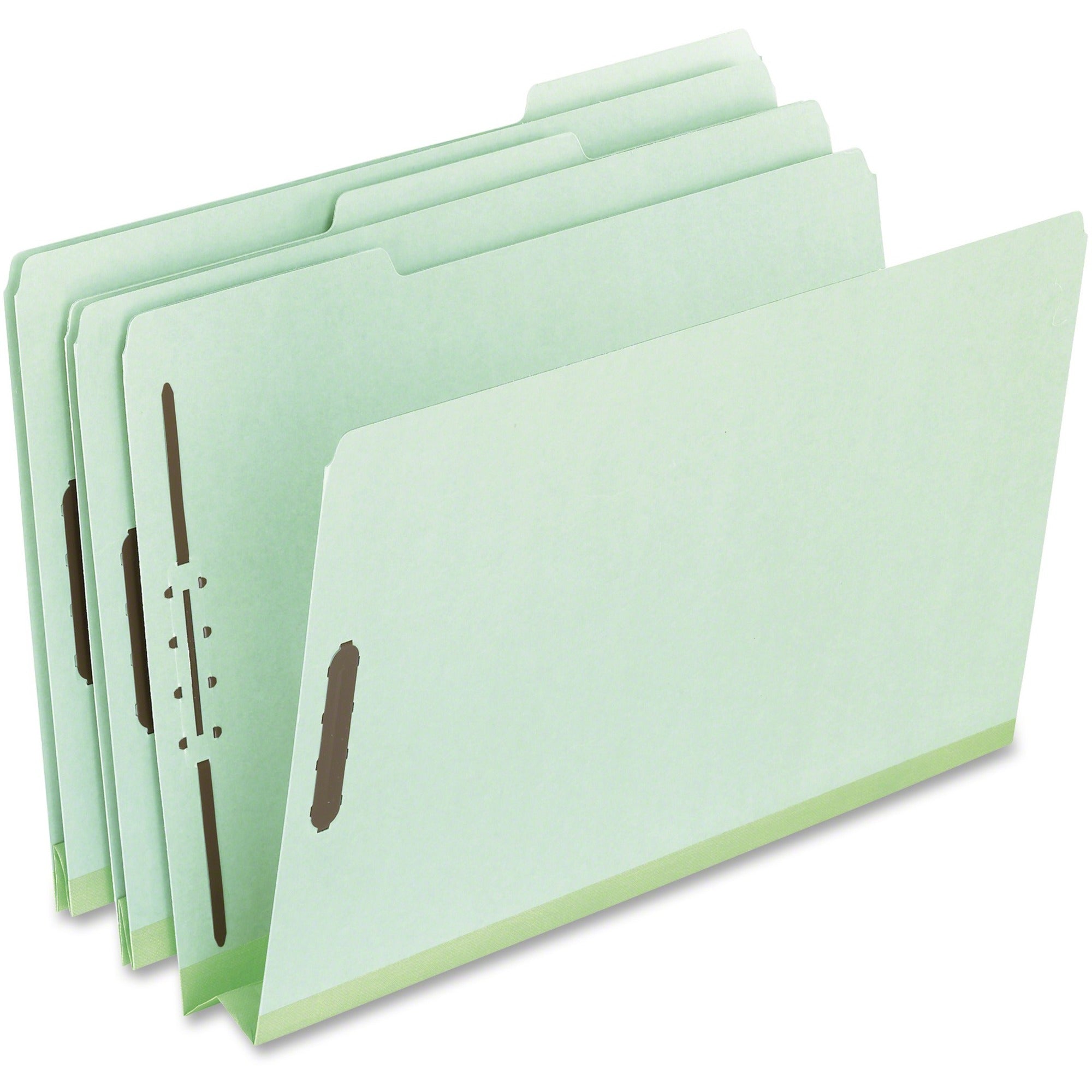 Pendaflex Pressboard Folders with Fastener - 8 1/2" x 11" - 2" Expansion - 2 Fastener(s) - Top Tab Location - Assorted Tab Position - 25 pt. - Pressboard - Green - 60% Recycled - 25 / Box