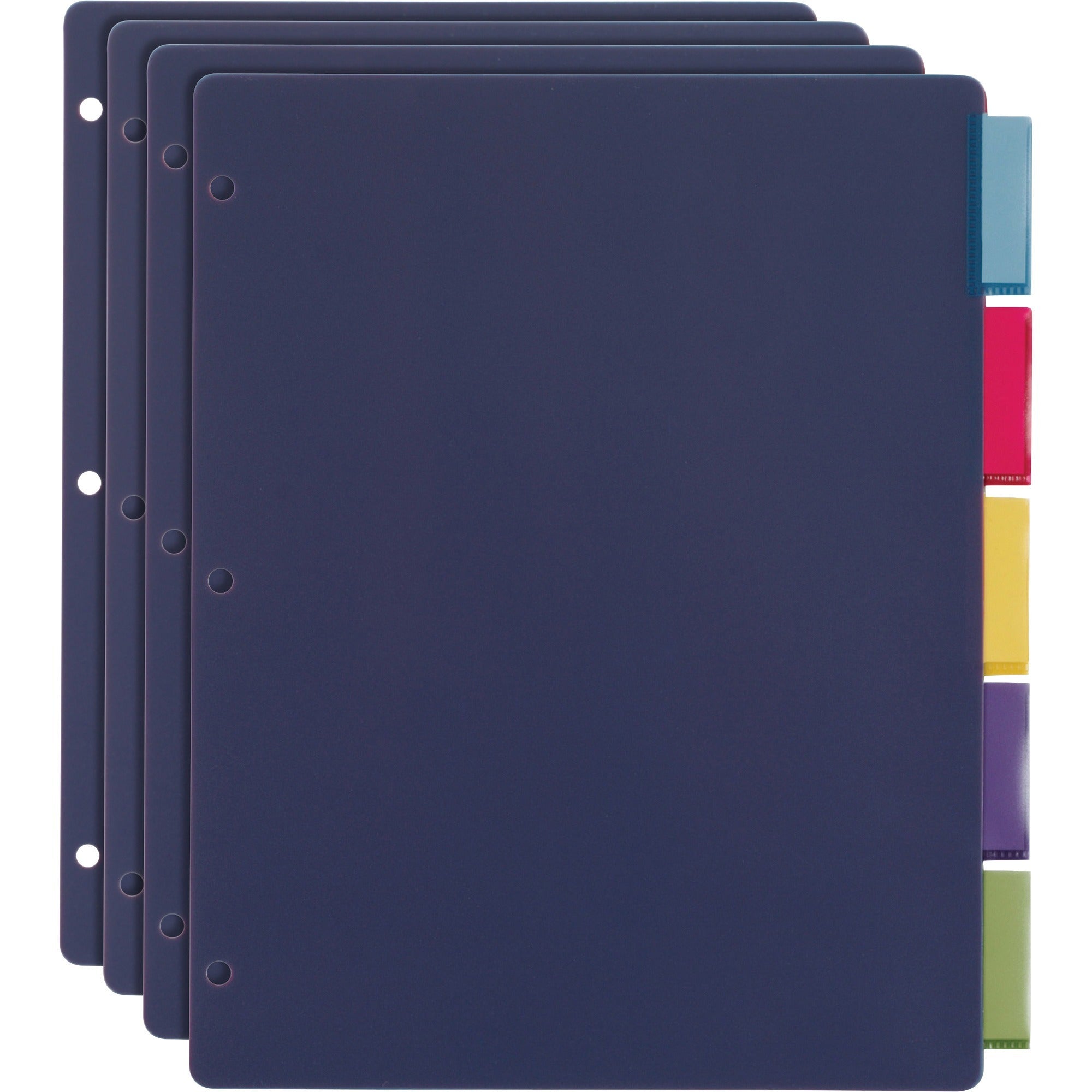 Cardinal&reg; Extra-tough Poly Dividers - 5 Tab(s)/Set - Letter - 8.50" Width x 11" Length - 3 Hole Punched - Polypropylene Divider - Multicolor Tab(s) - Fray Resistant, Tear Resistant, Scratch Resistant, Transfer Safe, Insertable Tab - 4 / Pack