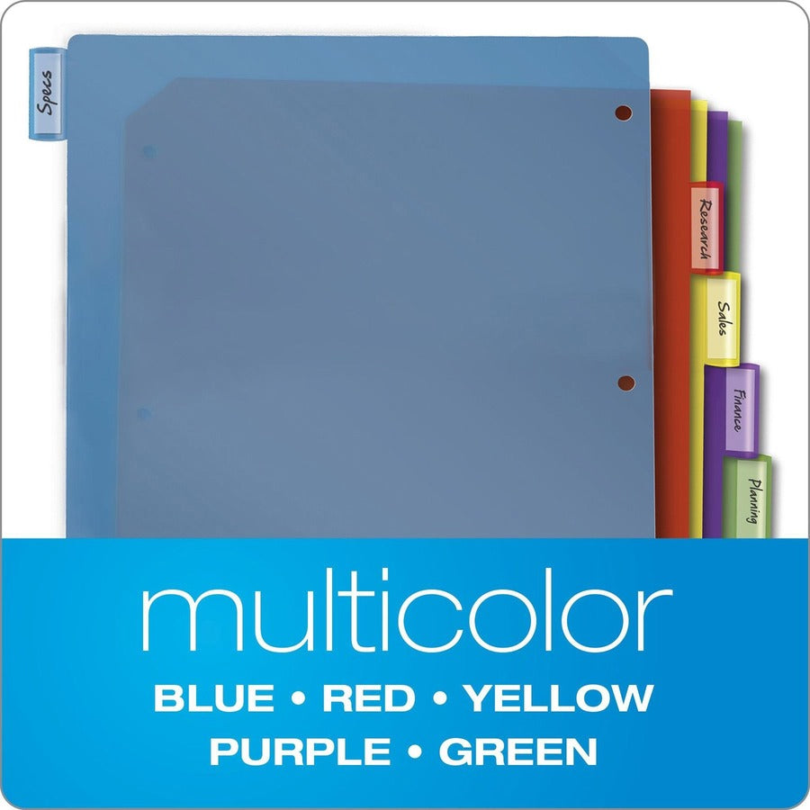 Cardinal&reg; Extra-tough Poly Dividers - 5 Tab(s)/Set - Letter - 8.50" Width x 11" Length - 3 Hole Punched - Polypropylene Divider - Multicolor Tab(s) - Fray Resistant, Tear Resistant, Scratch Resistant, Transfer Safe, Insertable Tab - 4 / Pack