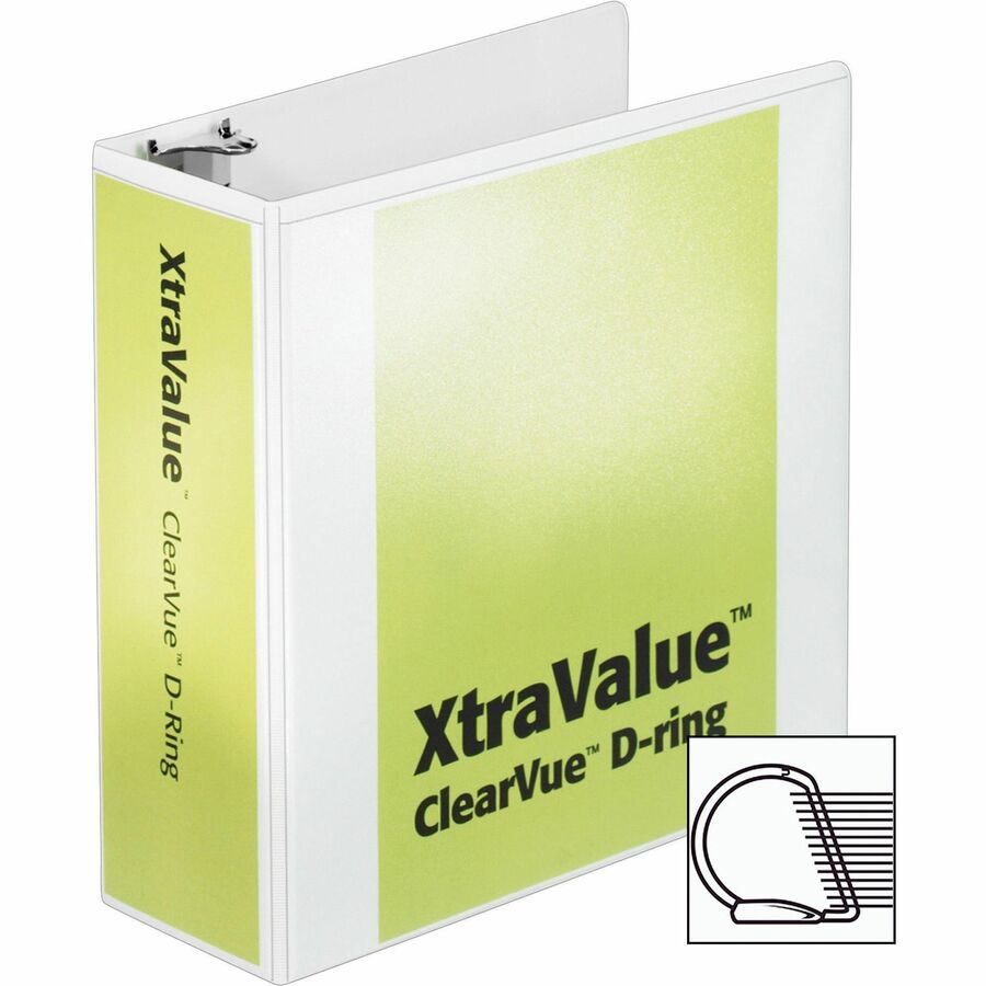 Cardinal Performer ClearVue Slant-D Ring Binder, 4" Capacity, 835 Sheet, 3 Rings, 2 Inside Pockets, Letter Size, White, 1 Each
