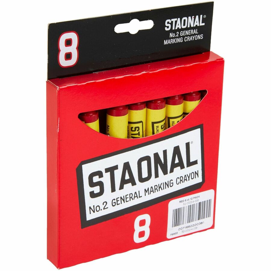 Crayola No. 2 Staonal Marking Wax Crayons - 5" Length x 0.5" Diameter - Red - 1 Box