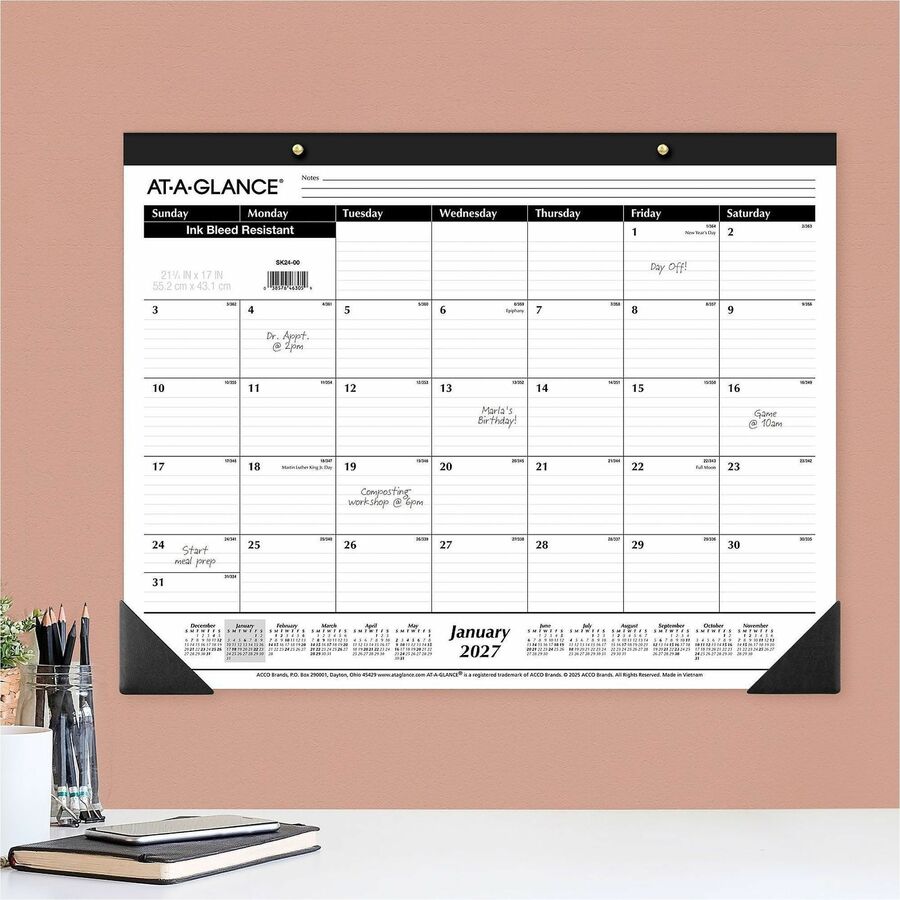 At-A-Glance Monthly Desk Pad Calendar