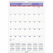 At-A-Glance Wall Calendar, Medium, Monthly, 12 Months (Jan-Dec 2026), 1 Month Per Page, 12" x 17", White Sheets, Wire Bound, Multicolor (White/Blue/Red), Chipboard/Paper, Bleed Resistant, 1 Each