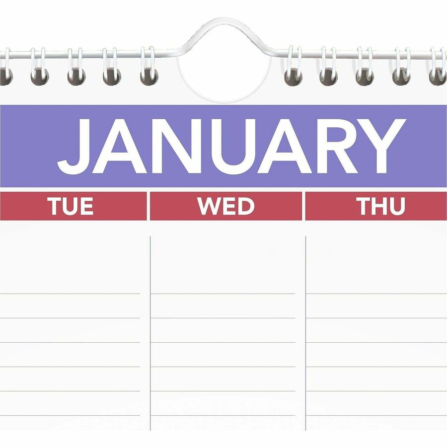 At-A-Glance Wall Calendar, Medium, Monthly, 12 Months (Jan-Dec 2026), 1 Month Per Page, 12" x 17", White Sheets, Wire Bound, Multicolor (White/Blue/Red), Chipboard/Paper, Bleed Resistant, 1 Each