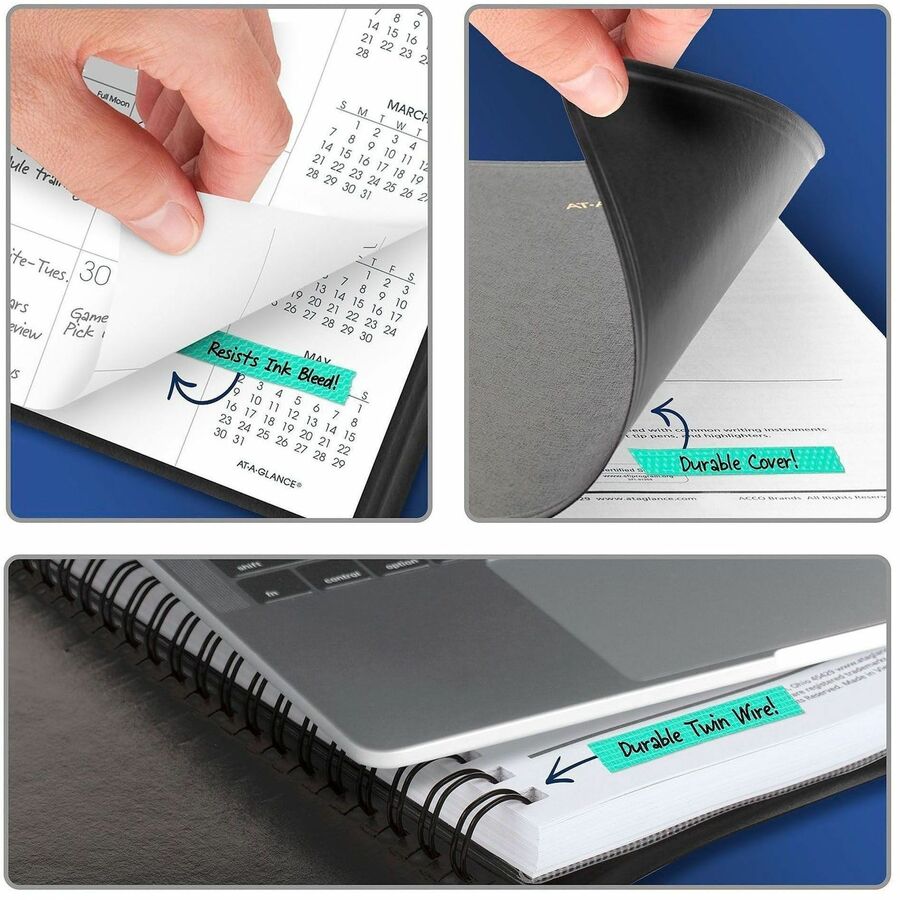 At-A-Glance Large Monthly Planner, 15-Month, January 2026–March 2027, 9" x 11", Wire Bound, Faux Leather Black Cover, White Sheets, Double Pocket, 1 Each
