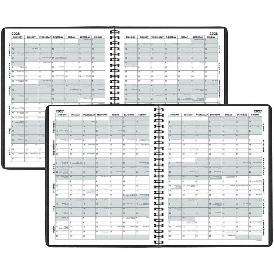 At-A-Glance Planner - Monthly - 1 Year - January 2026 to December 2026 - 1 Month Single Page Layout - 6 7/8" x 8 3/4" Sheet Size - Black Cover - Phone Directory, Perforated - 1 Each