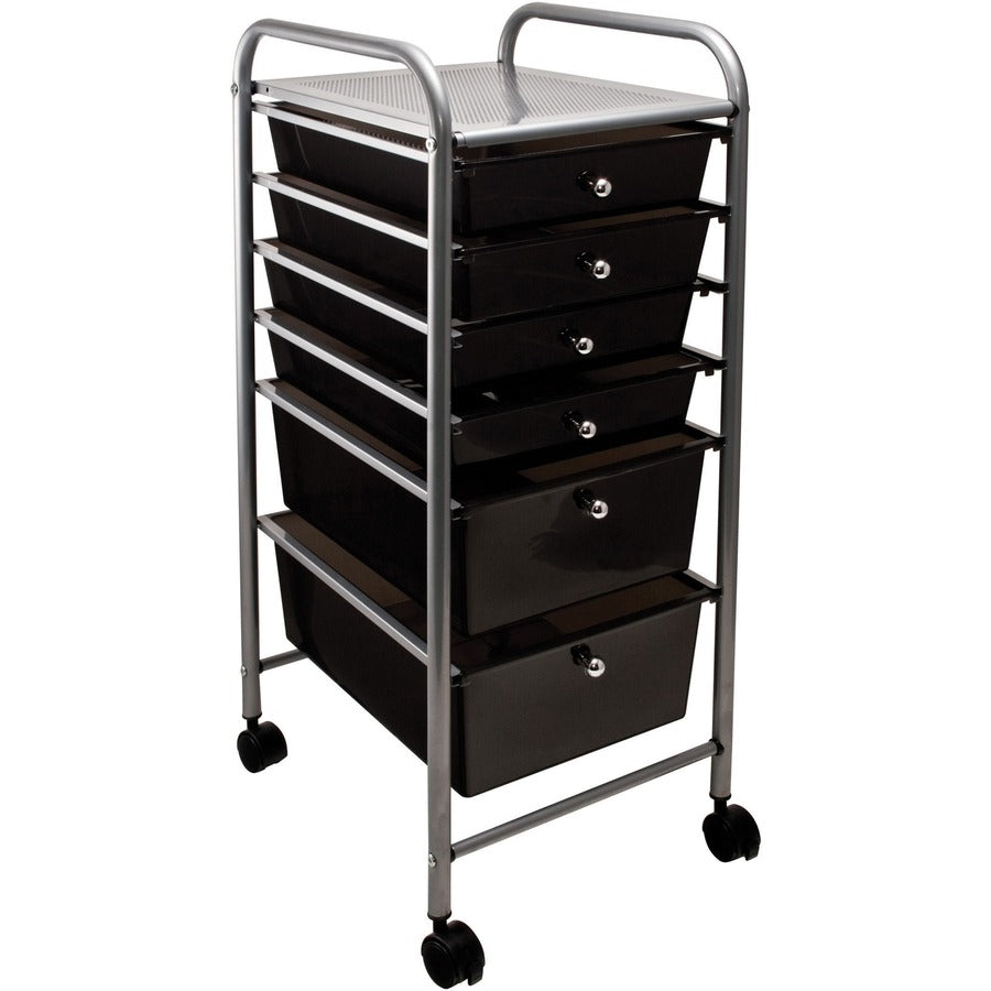 6 Drawer - 4 Casters - 32" Width x 15.25" Depth x 13" Height - Chrome Metal Frame - 1 Each