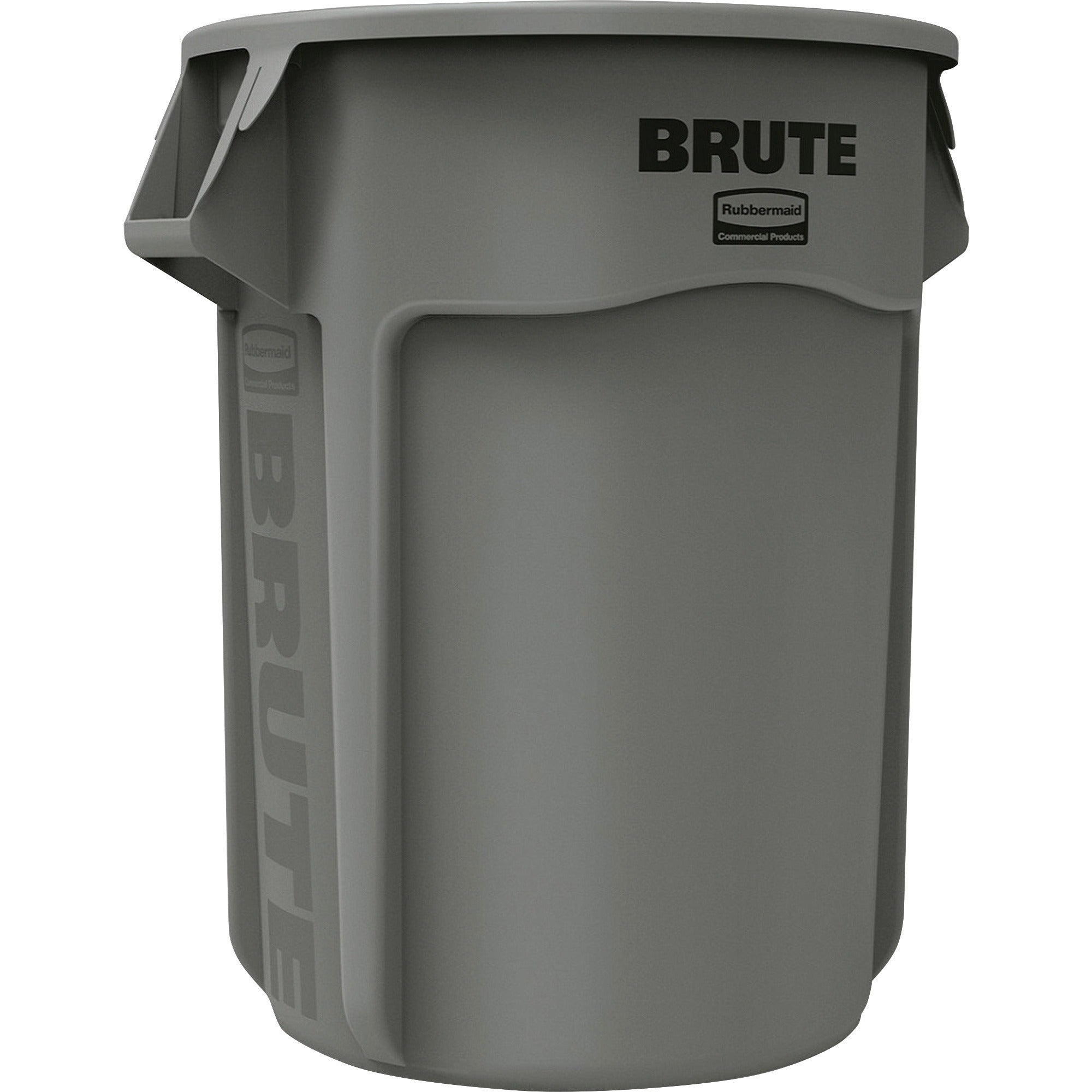 55 gal Capacity - Round - Handle, Heavy Duty, Reinforced, UV Coated, Damage Resistant, Warp Resistant, Fade Resistant - 33" Height x 26.4" Diameter - Plastic - Gray - 1 Each