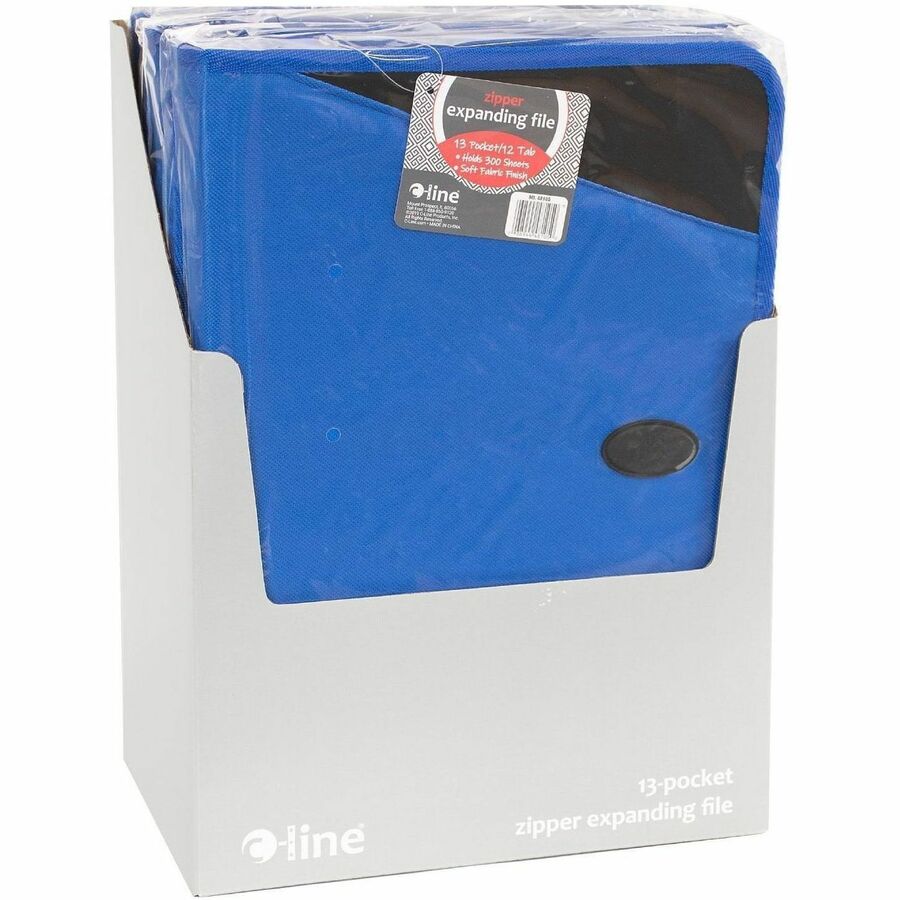 C-Line Letter Expanding File - 8 1/2" x 11" - 300 Sheets Capacity - 13 Pocket(s) - Blue - Zipper Closure - 1 Each